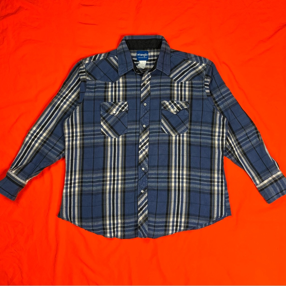Vintage Wrangler western flannel pearl snap button LS shirt